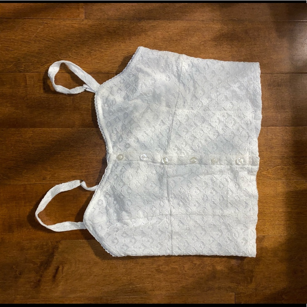 lace white tank top crop top